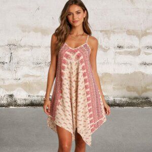 J Gee Women's Red and Cream Mini Dress Size Small